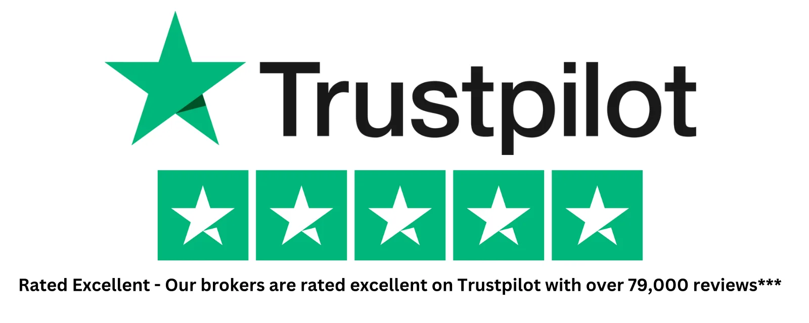 Rated Excellent - Our brokers are rated excellent on Trustpilot with over 79,000 reviews (1)